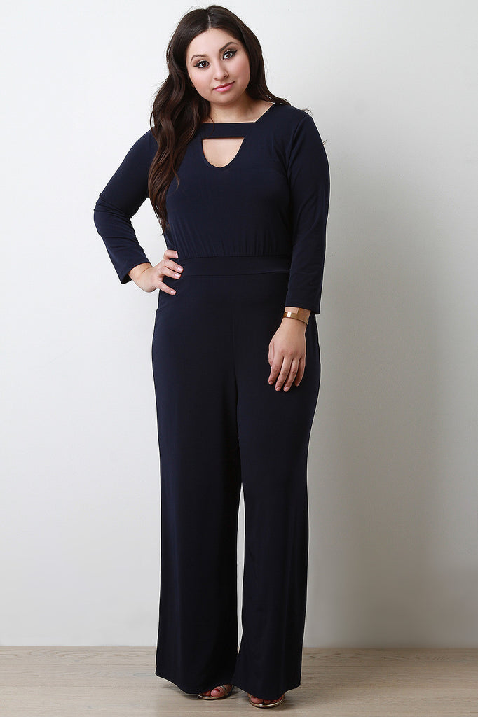 Wide Leg Key Hole Jumpsuit