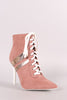 Qupid Sporty Lace Up Pointy Toe Booties