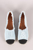 Frayed Denim Contrast Toe Cap Espadrille Slip On Loafer Flat
