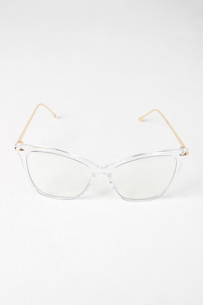 Clear Lense Slight Cat Eye Sunglasses