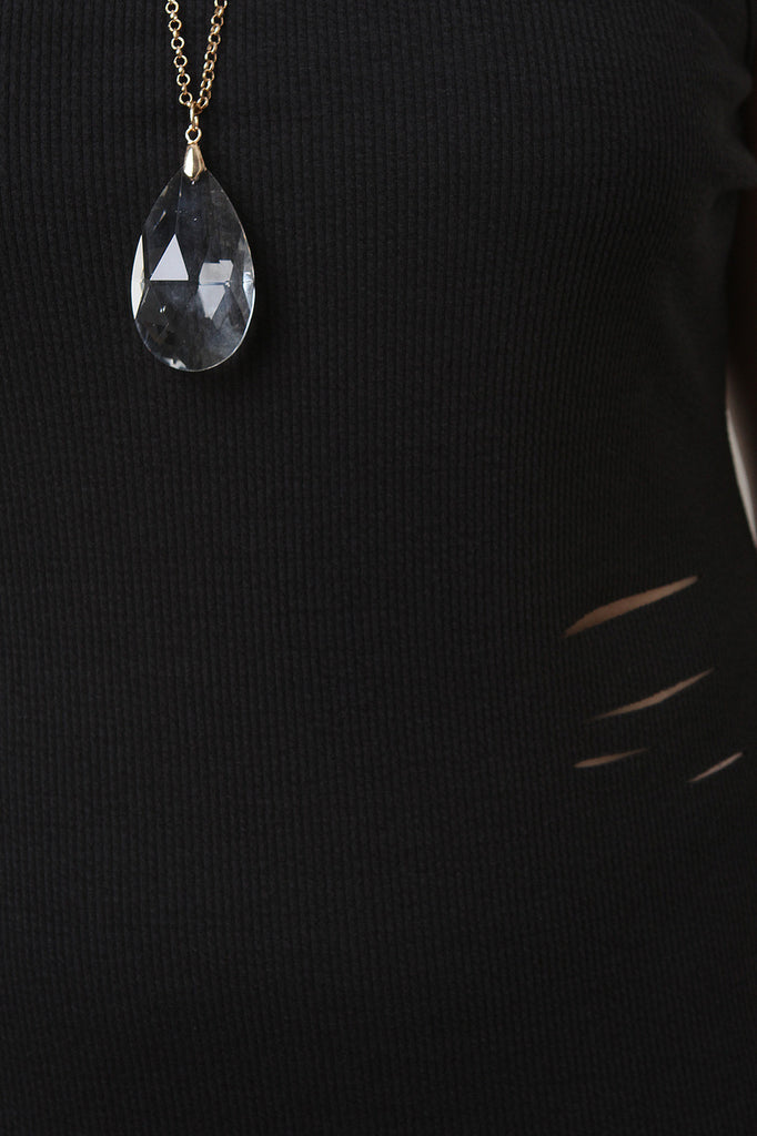 Distress Ribbed Cami Midi Dress