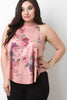 Vegan Suede Floral Sleeveless Top